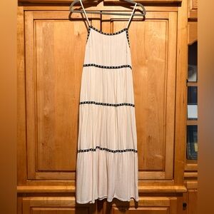 Elegant Cream Maxi Dress with Black Accents